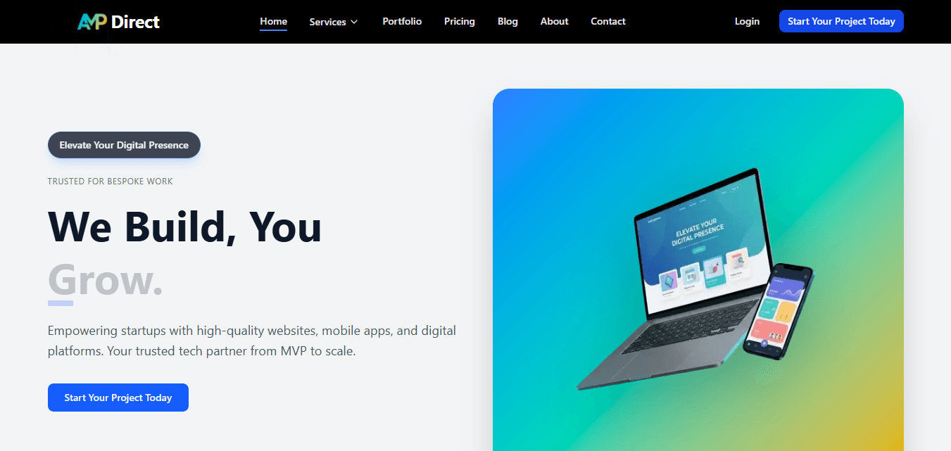AMP Direct website homepage